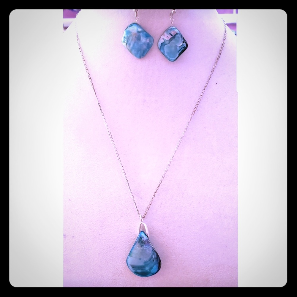 New Handmade Sterling Silver Natural Abalone Shell Jewelry Set